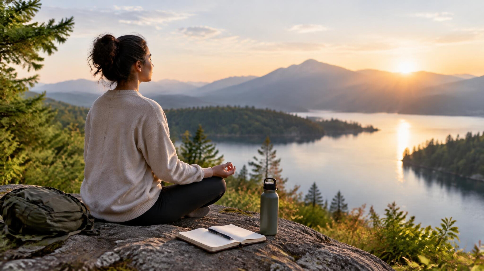 person reflecting in nature